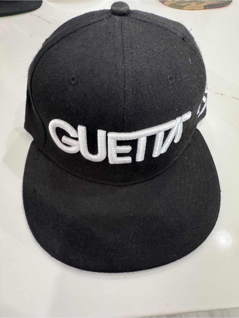 David Guetta Black Snapback Cap with White Embroidery
